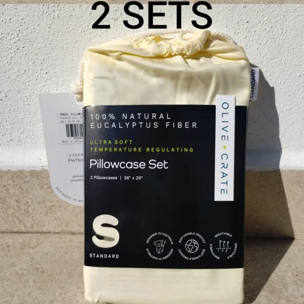 Olive & Crate 2 Standard Pillowcase Sets - 100% Eucalyptus